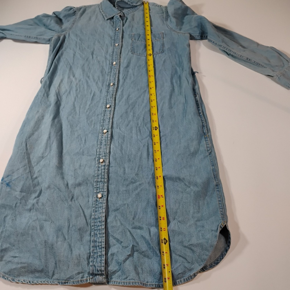 Lauren Ralph Lauren Women's Size 6 Denim Blue Shirt Dress Pearl Buttons Pocket - Picture 14 of 16